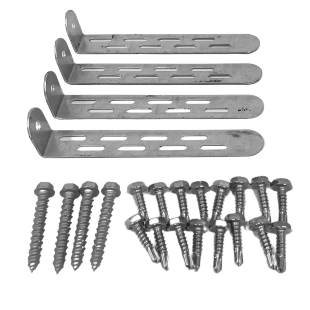 CONDENSING UNIT TIE-DOWN KIT - (4) GALV STEEL CUTD6 (4) TAPCON  (16) #10 SCREWS (6" x 1")